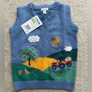 Jojo Maman Bebe embroidered farm v neck sweater